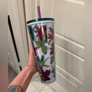 Starbucks Floral Tumbler with Straw - Multicolor